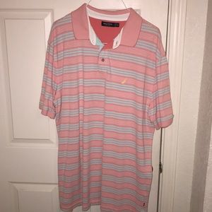 Nautica 2XL Pink/Salmon Striped Polo Shirt